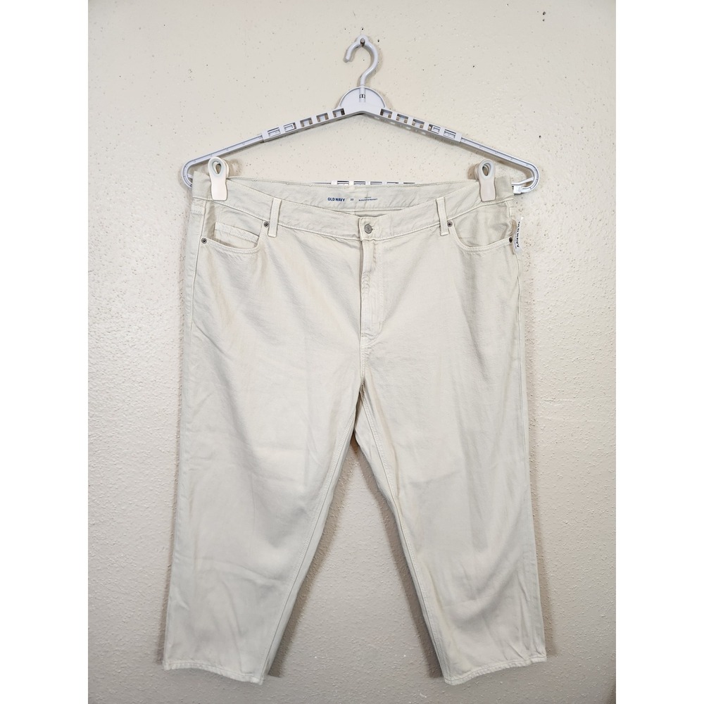 Old Navy High-Rise Slouchy‎ Straight Crop Jeans Beige Size 22